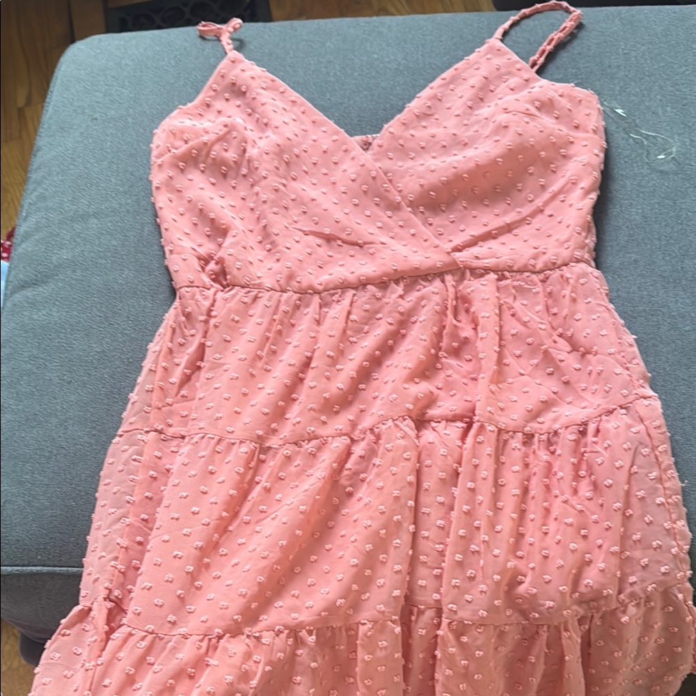 Pink Sleeveless Dress with Textured Dots